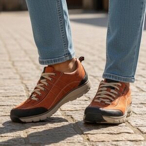 Clarks Wavewalk Terran Leather Waterproof Hiking Shoes Women 8W Brown/Orange